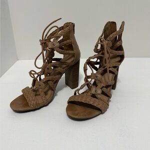 Merona Braided Lace-Up Tan Heels